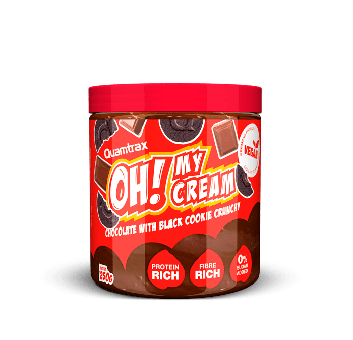 8436574337129-quamtrax-oh-my-cream-chocolate-with-black-cookie-crunchy-1 Quamtrax Oh My Cream - proteinska krema brez sladkorja